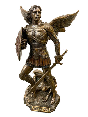 Imagem de São Miguel com Acabamento em Bronze 21 cm-TerraCotta Arte Sacra