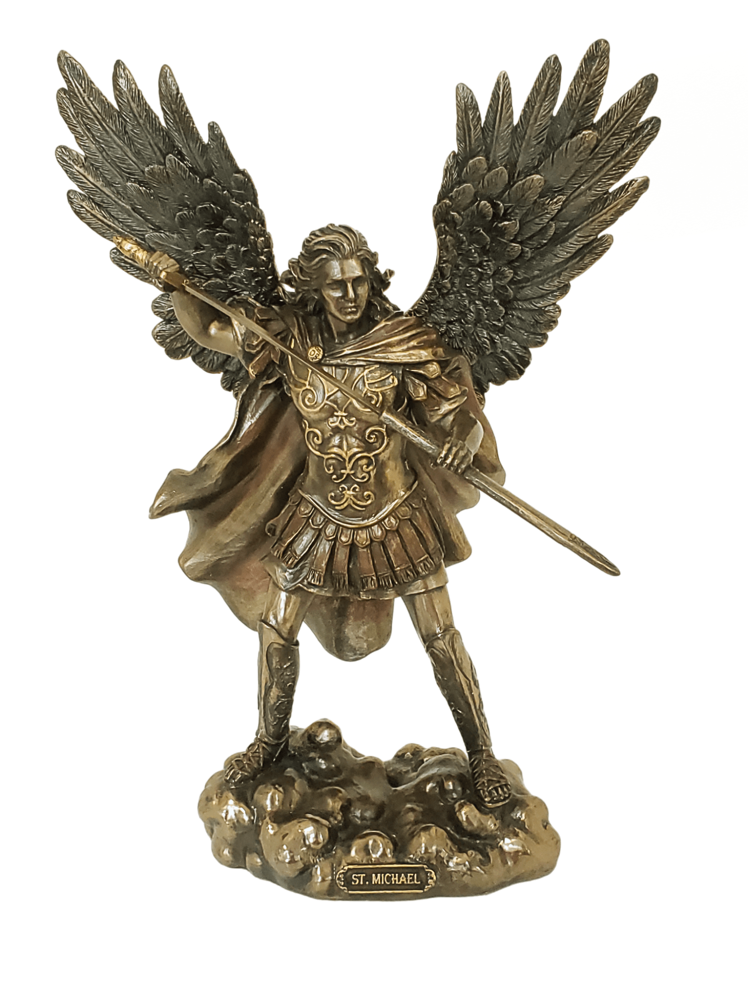 Imagem de São Miguel com Acabamento em Bronze 28cm-TerraCotta Arte Sacra