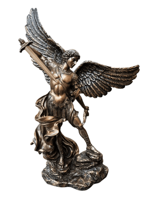 Imagem de São Miguel com Acabamento em Bronze 34 cm-TerraCotta Arte Sacra