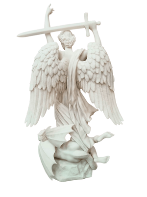 Imagem de São Miguel com Demônio em Pó de Mármore 37 cm-TerraCotta Arte Sacra