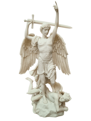 Imagem de São Miguel com Demônio em Pó de Mármore 37 cm-TerraCotta Arte Sacra