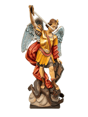 Imagem de São Miguel em Madeira Italiana 68 cm-TerraCotta Arte Sacra