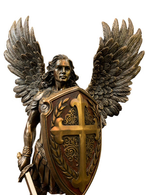 Imagem de São Miguel sem o Demônio com Acabamento em Bronze 36 cm-TerraCotta Arte Sacra