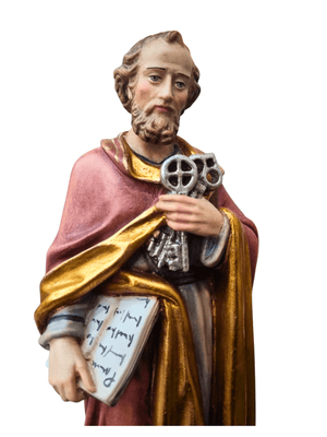 Imagem de São Pedro de Madeira Italiana 30cm Colorido-TerraCotta Arte Sacra