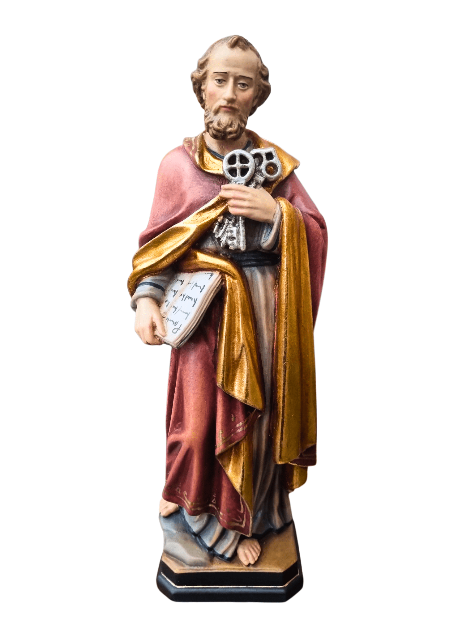 Imagem de São Pedro de Madeira Italiana 30cm Colorido-TerraCotta Arte Sacra