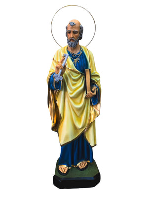 Imagem de São Pedro em Pó de Mármore Colorido com Olhos de Vidro-TerraCotta Arte Sacra