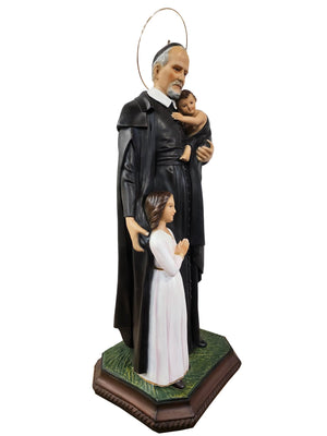 Imagem de São Vicente de Paula 60 cm em Pó de Mármore-TerraCotta Arte Sacra