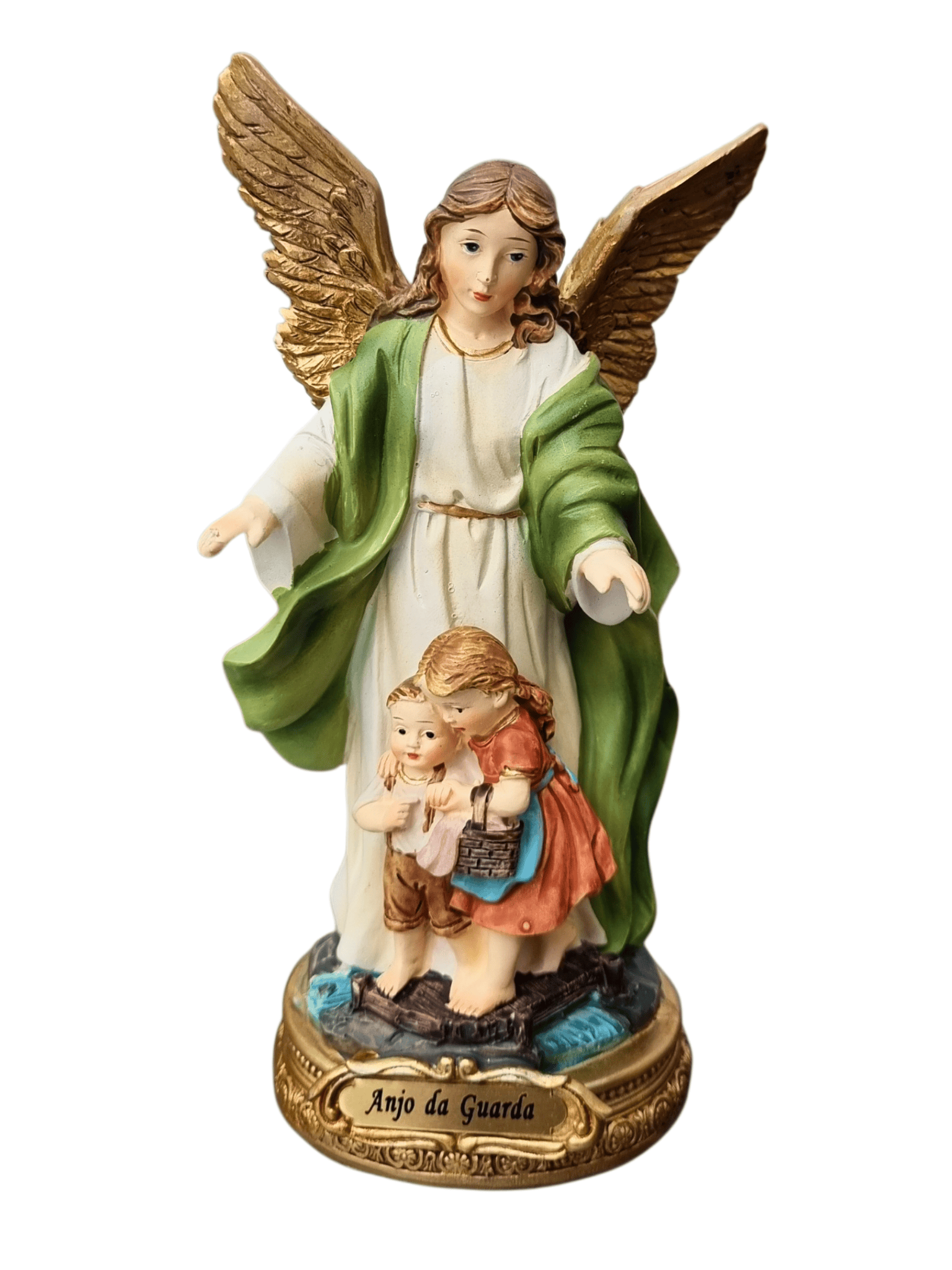Imagem do Anjo da Guarda em Resina 13 cm-TerraCotta Arte Sacra