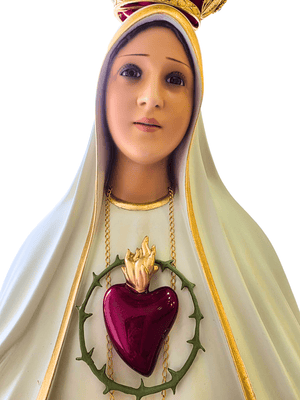Imagem do Imaculado Coração de Fátima com Olhos de Vidro 1,20 m-TerraCotta Arte Sacra