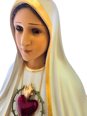 Imagem do Imaculado Coração de Fátima com Olhos de Vidro 1,20 m-TerraCotta Arte Sacra