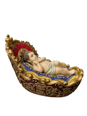 Imagem do Menino Jesus na Manjedoura em Resina Colorida 12 cm-TerraCotta Arte Sacra