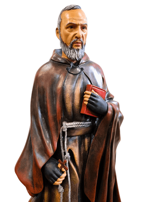 Imagem do Padre Pio Colorida em Fibra de Vidro 1 m-TerraCotta Arte Sacra