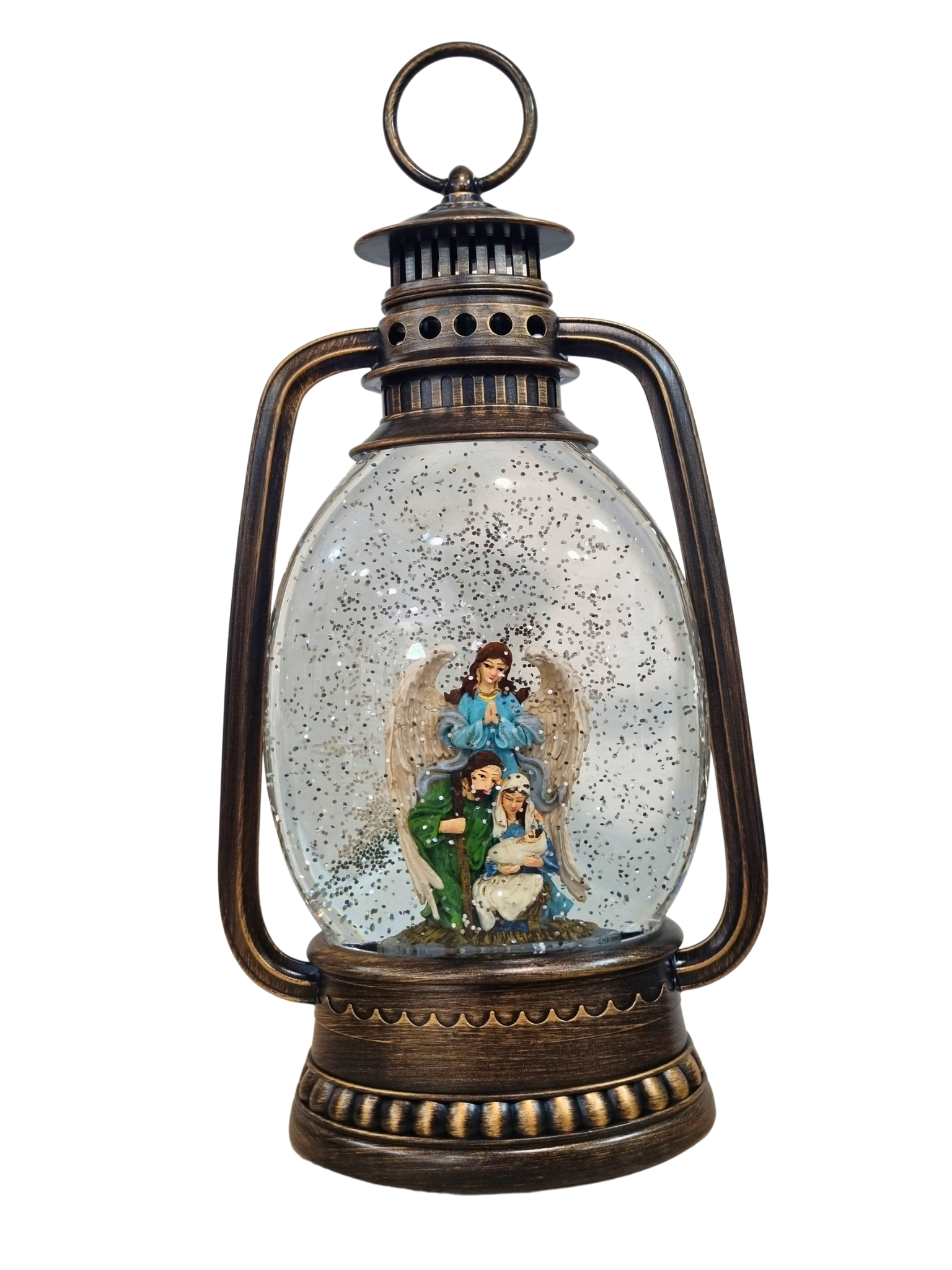 Luminária Sagrada Família com Anjo Azul 32 X 17 cm-TerraCotta Arte Sacra