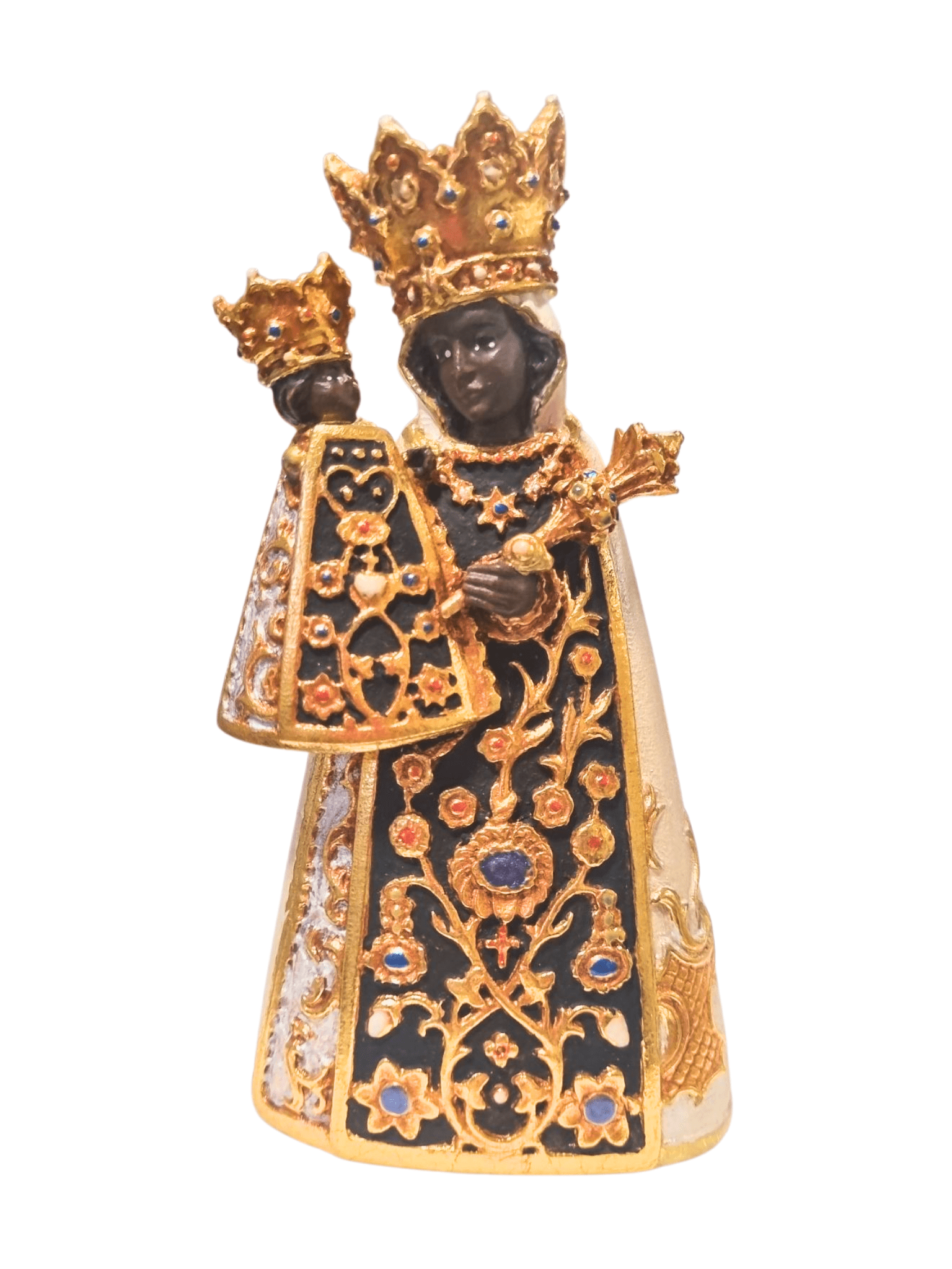 Madonna de Altötting de Madeira Italiana 16 cm Colorida-TerraCotta Arte Sacra