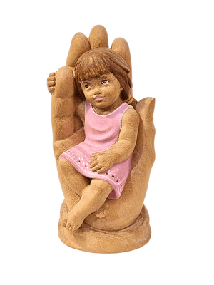 Mão Protetiva Menina em Madeira Colorida 11,5 cm-TerraCotta Arte Sacra