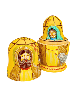 Matrioska Sagrada Família Amarelo 11 x 6 cm-TerraCotta Arte Sacra