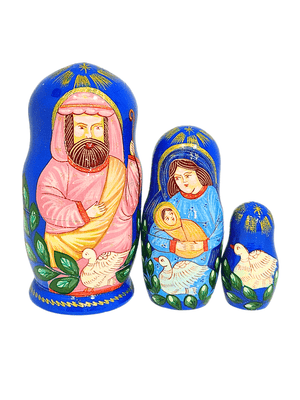 Matrioska Sagrada Família Azul 11 x 6 cm-TerraCotta Arte Sacra