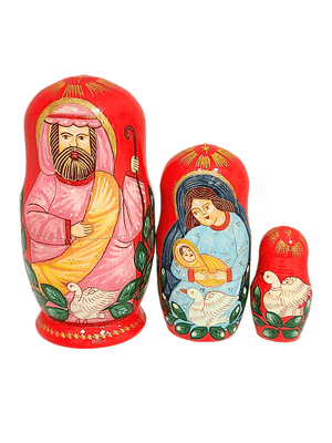 Matrioska Sagrada Família Vermelho 11 x 6 cm-TerraCotta Arte Sacra