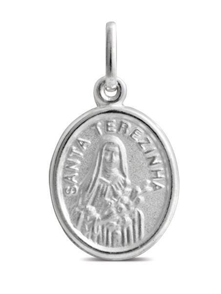 Medalha de Santa Terezinha em Prata 925-TerraCotta Arte Sacra