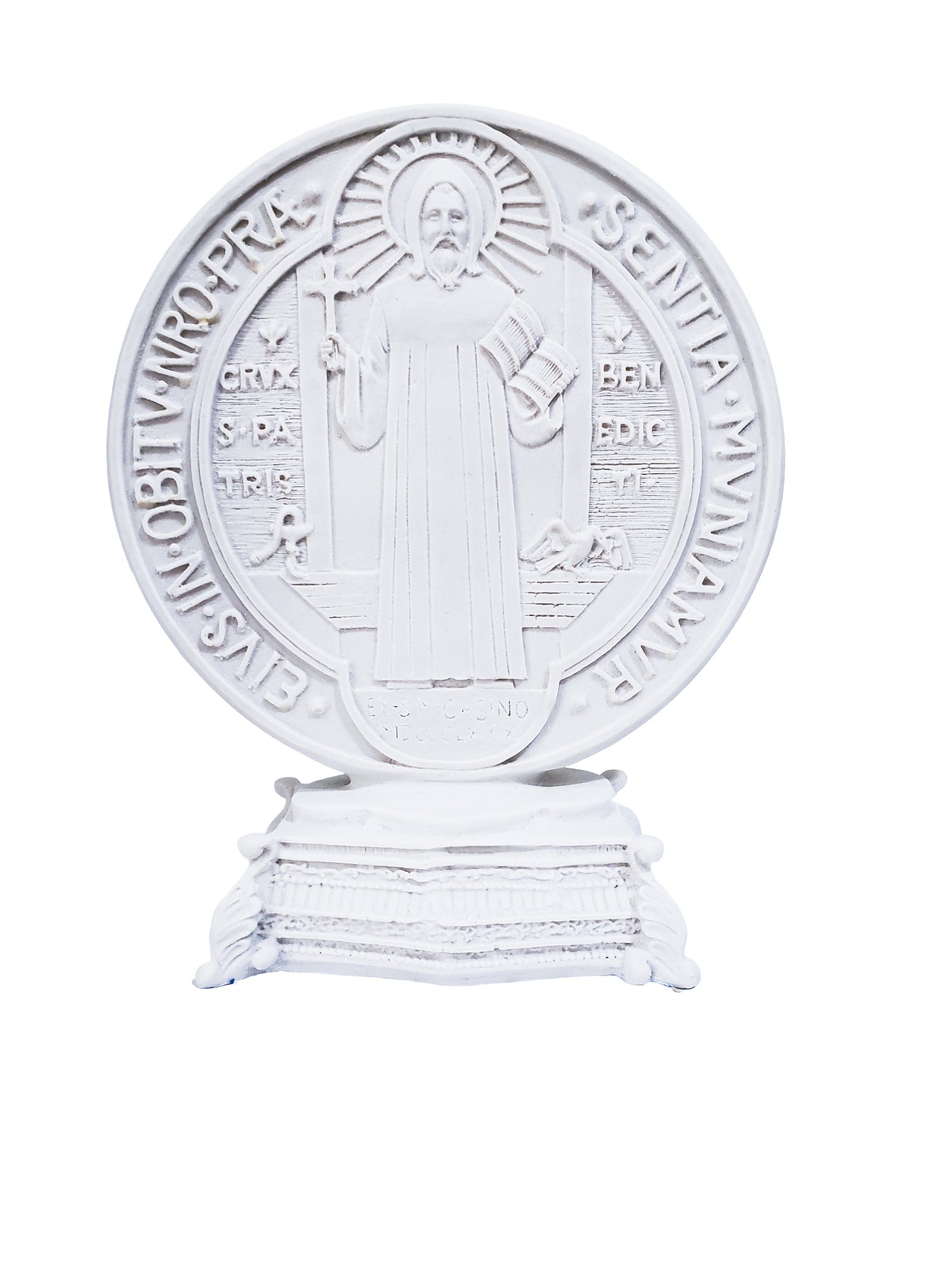 Medalha de São Bento em Pó de Mármore 17 cm-TerraCotta Arte Sacra