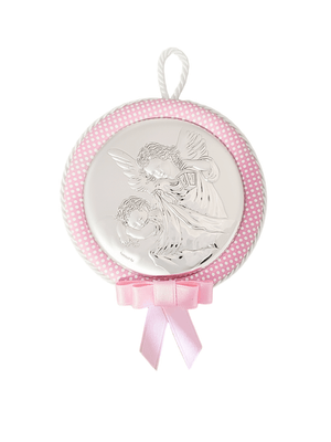 Medalhão de Berço com Medalha de Prata e Música (Meninas)-TerraCotta Arte Sacra