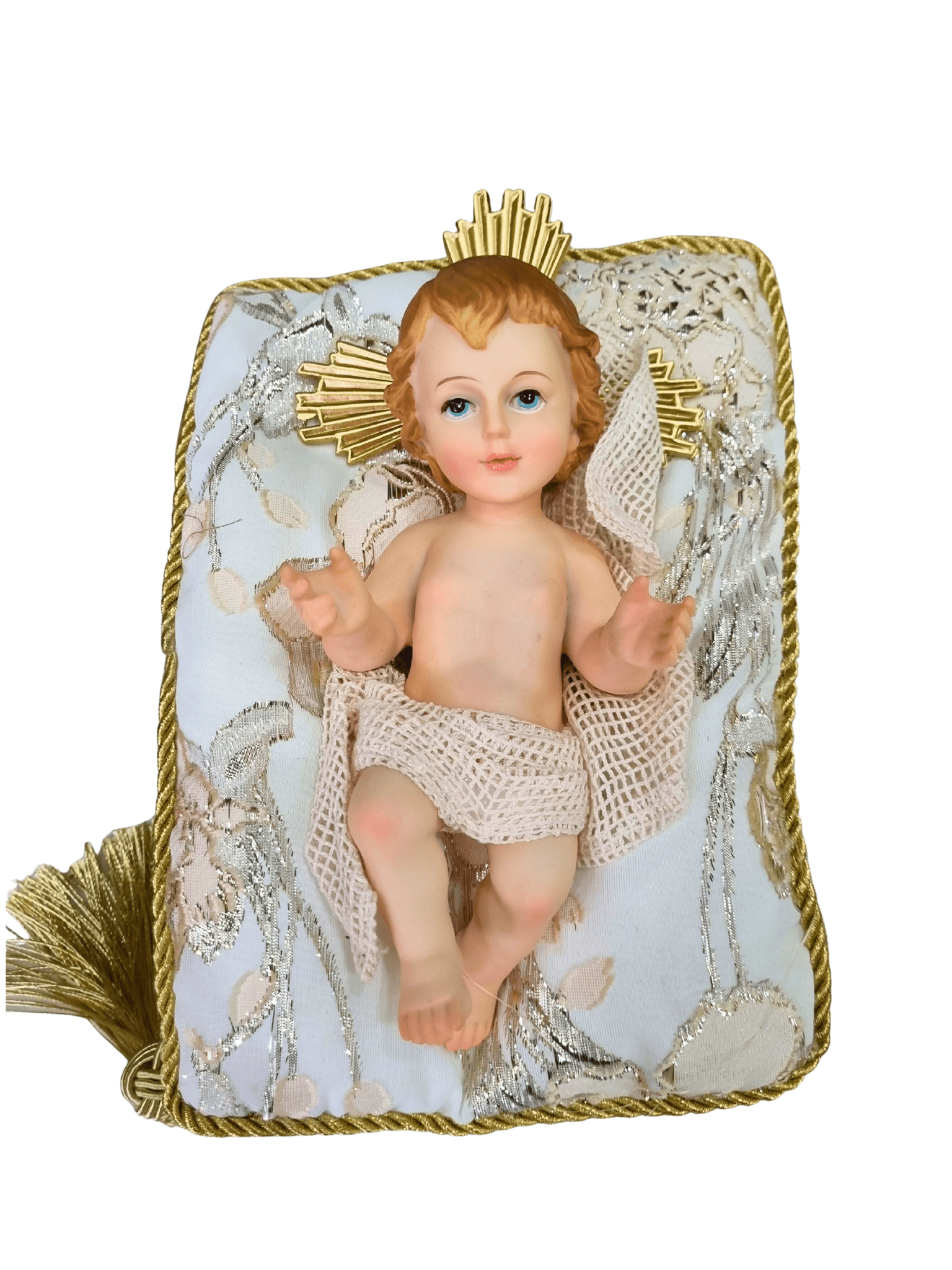 Menino Jesus de Resina Santini Italy Style com Almofada Vermelha 25 cm-TerraCotta Arte Sacra