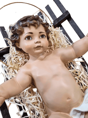 Menino Jesus em Pó de Mármore Colorido com Olhos de Vidro 45 cm-TerraCotta Arte Sacra