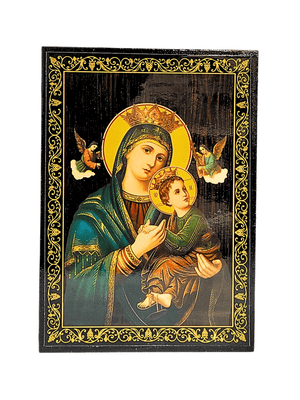 Porta Terço Bizantino Ícone Nossa Senhora do Perpétuo Socorro 14 x 10 x 3 cm-TerraCotta Arte Sacra