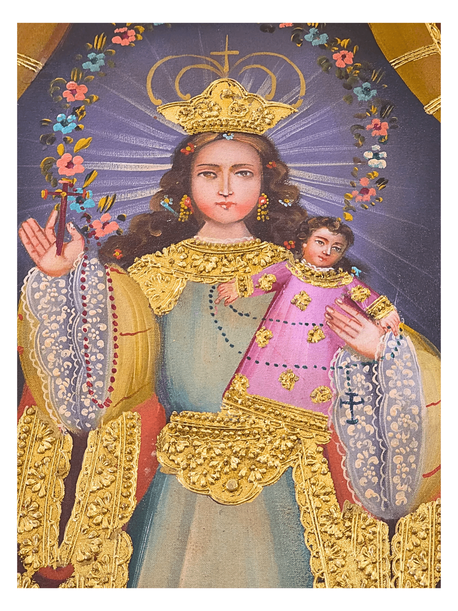 Quadro Cusquenho Nossa Senhora do Rosário-TerraCotta Arte Sacra