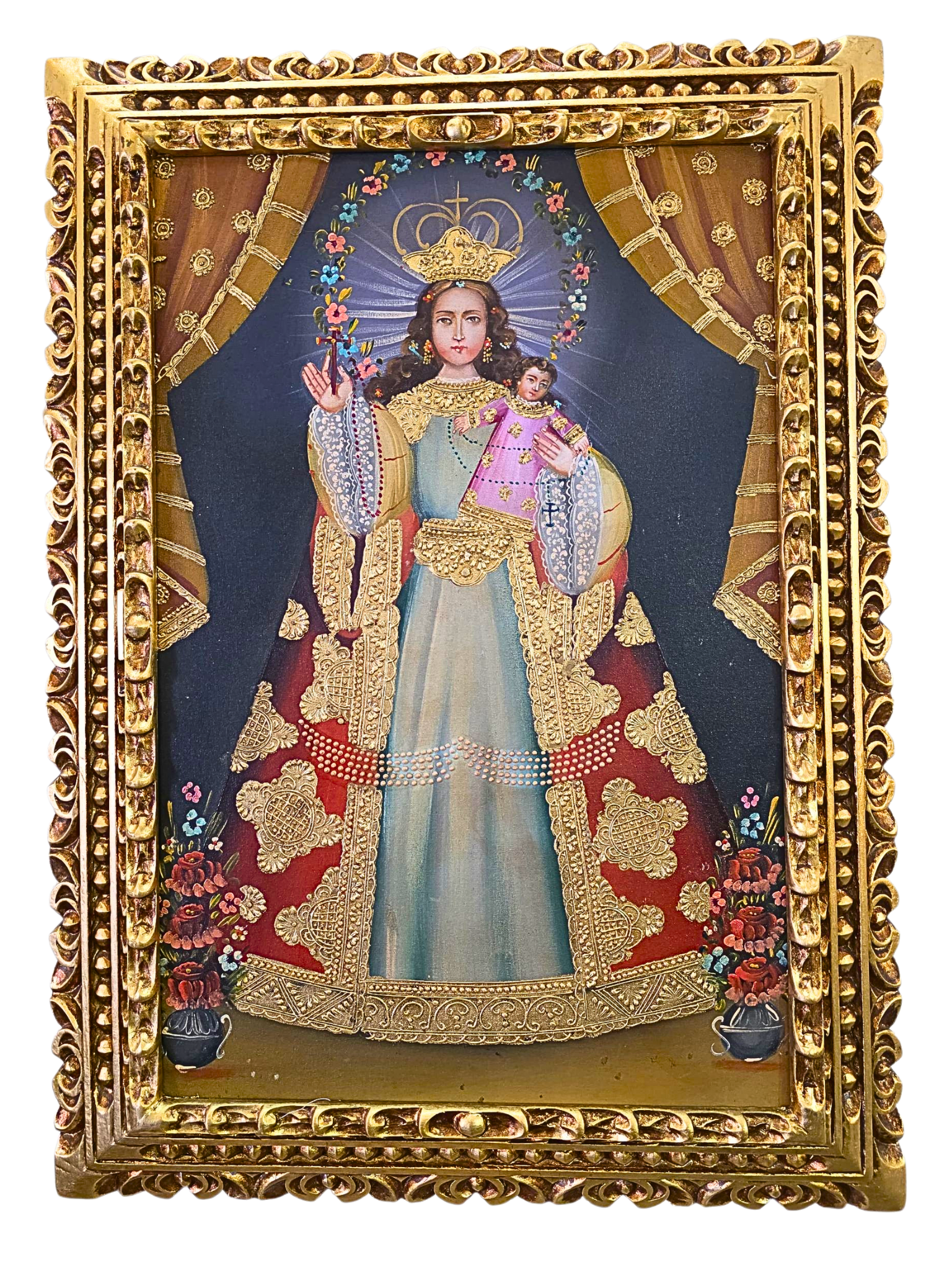 Quadro Cusquenho Nossa Senhora do Rosário-TerraCotta Arte Sacra