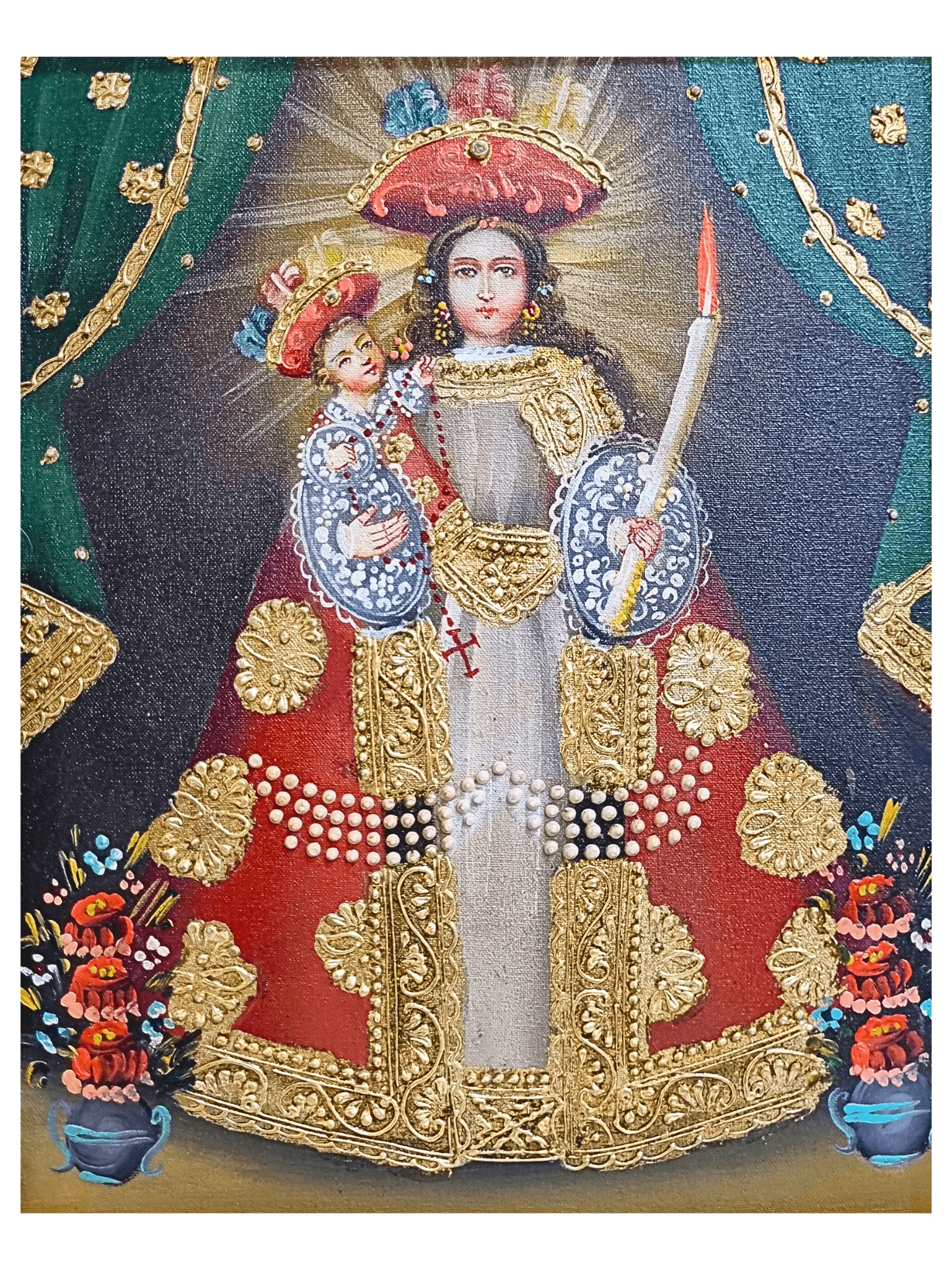 Quadro Cusquenho de Nossa Senhora das Candeias 35 cm x 19,5 cm-TerraCotta Arte Sacra