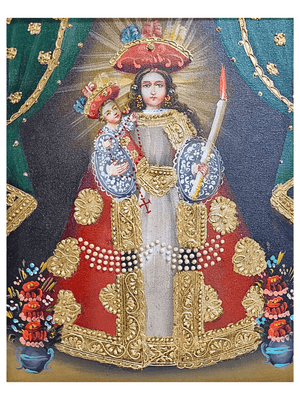 Quadro Cusquenho de Nossa Senhora das Candeias 35 cm x 19,5 cm-TerraCotta Arte Sacra