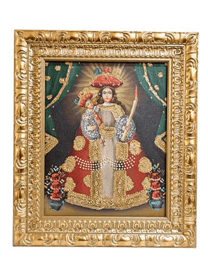 Quadro Cusquenho de Nossa Senhora das Candeias 35 cm x 19,5 cm-TerraCotta Arte Sacra