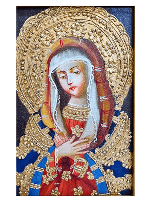 Quadro Cusquenho de Nossa Senhora das Dores 23,5 cm x 18,5 cm-TerraCotta Arte Sacra