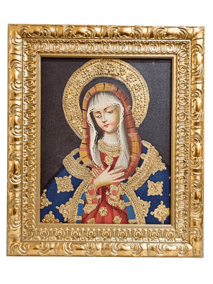 Quadro Cusquenho de Nossa Senhora das Dores 35 cm x 19,5 cm-TerraCotta Arte Sacra