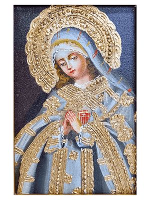 Quadro Cusquenho de Nossa Senhora das Mercês 23,5 cm x 18,5 cm-TerraCotta Arte Sacra