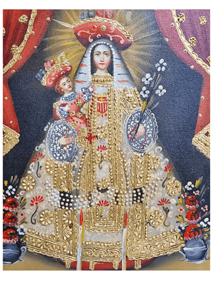 Quadro Cusquenho de Nossa Senhora das Mercês 23,5 cm x 18,5 cm-TerraCotta Arte Sacra