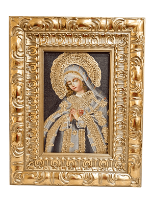 Quadro Cusquenho de Nossa Senhora das Mercês 23,5 cm x 18,5 cm-TerraCotta Arte Sacra
