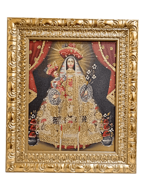 Quadro Cusquenho de Nossa Senhora das Mercês 23,5 cm x 18,5 cm-TerraCotta Arte Sacra