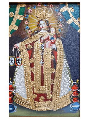 Quadro Cusquenho de Nossa Senhora do Carmo 23,5 cm x 18,5 cm-TerraCotta Arte Sacra
