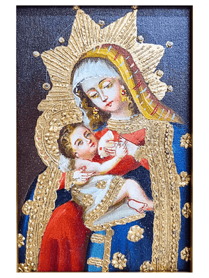 Quadro Cusquenho de Nossa Senhora do Leite 23,5 cm x 18,5 cm-TerraCotta Arte Sacra