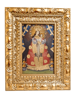 Quadro Cusquenho de Nossa Senhora do Rosário 23,5 cm x 18,5 cm-TerraCotta Arte Sacra