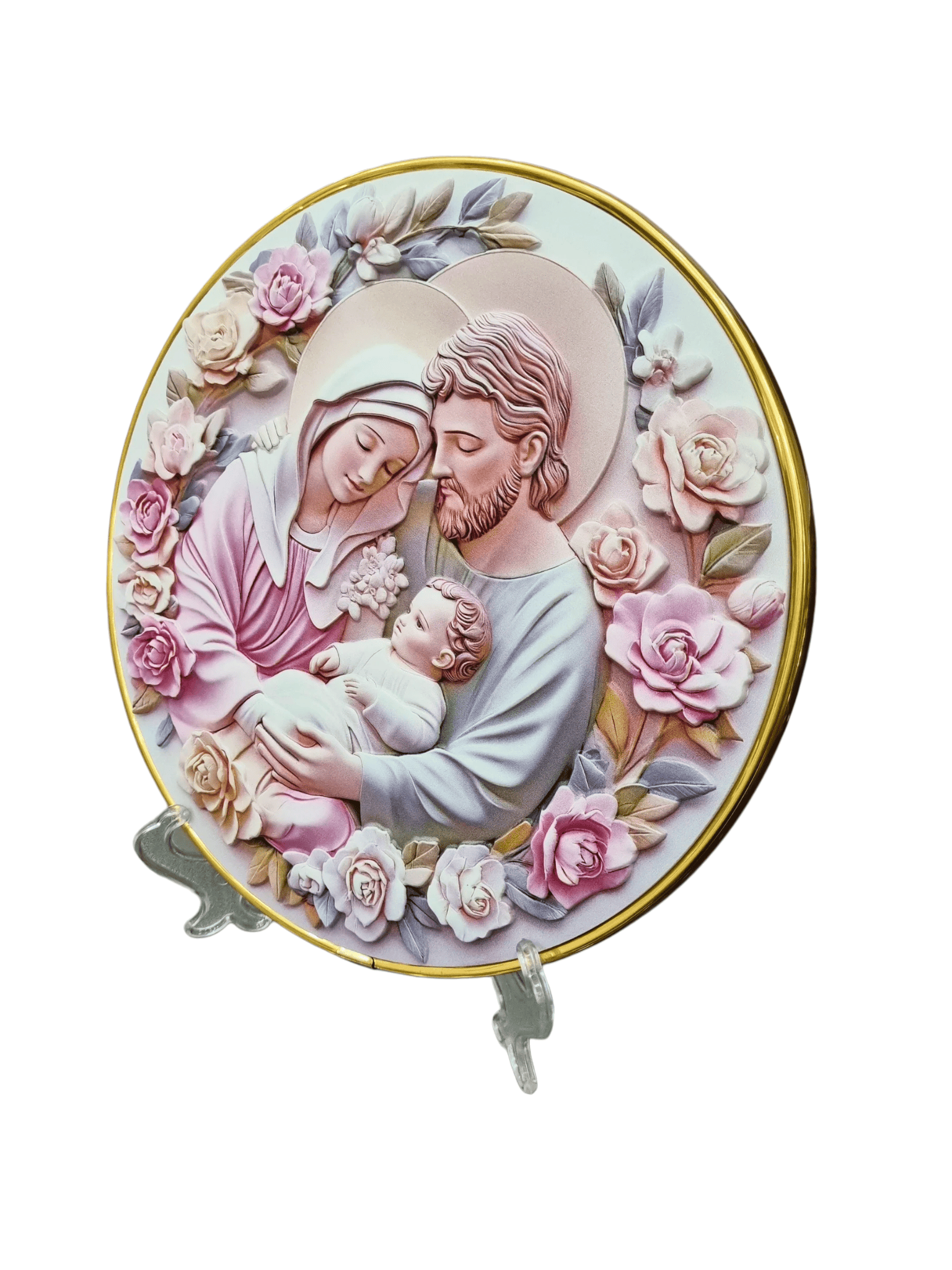 Quadro da Sagrada Família em Porcelana 15 cm-TerraCotta Arte Sacra