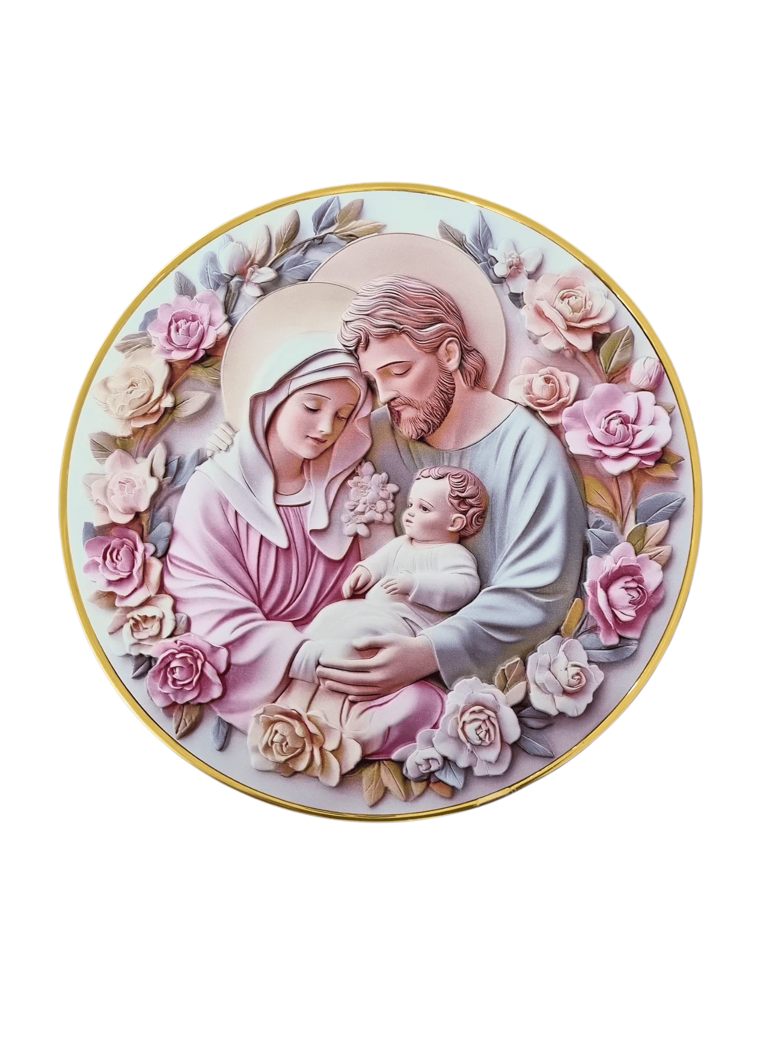 Quadro da Sagrada Família em Porcelana 15 cm-TerraCotta Arte Sacra
