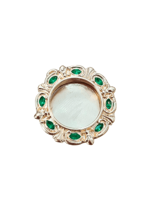 Relicário para Relíquias de metal Zamac banhado a ouro Pedras Verdes 2,5 cm-TerraCotta Arte Sacra