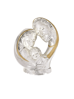 Sagrada Família Coração Acabamento em Prata 9 cm x 11 cm-TerraCotta Arte Sacra