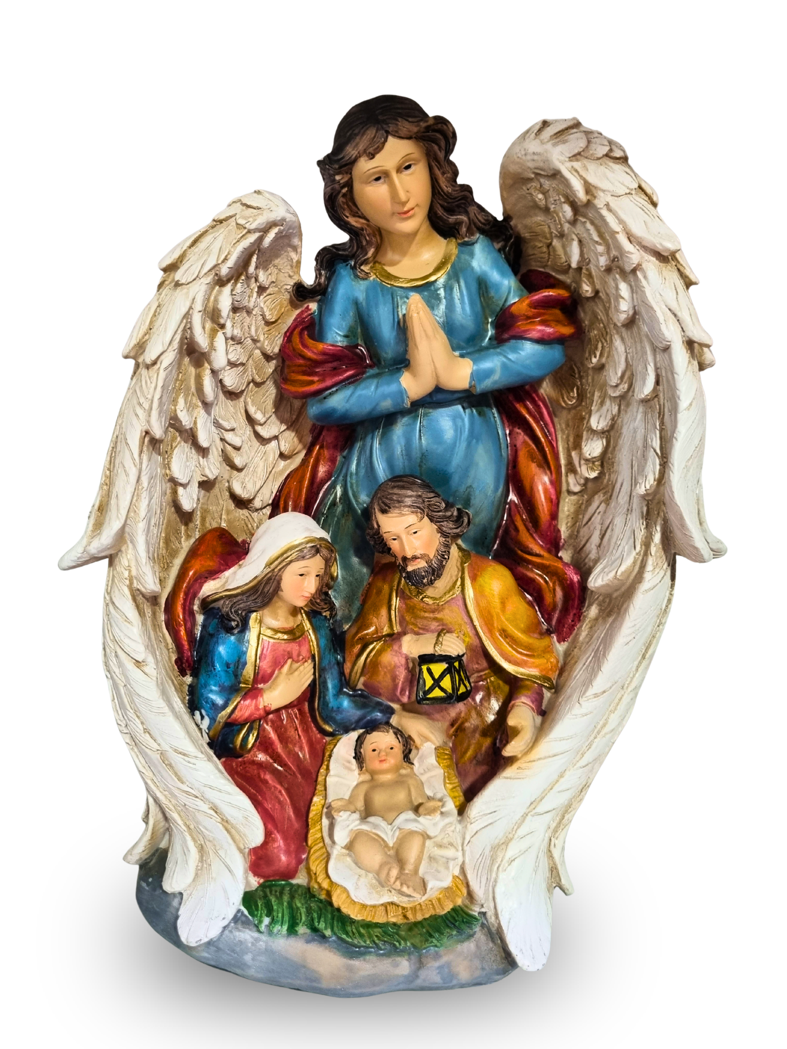 Sagrada Família com Anjo em Resina 28 cm-TerraCotta Arte Sacra