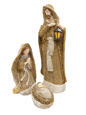 Sagrada Família em Resina com Veste Nude 3 Peças-TerraCotta Arte Sacra