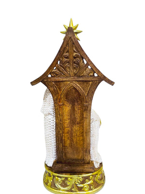 Sagrada Família em Resina com Vestes Branca e Dourado-TerraCotta Arte Sacra