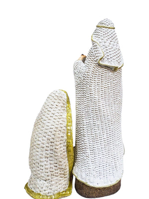 Sagrada Família em Resina com Vestes Brancas 3 Peças-TerraCotta Arte Sacra